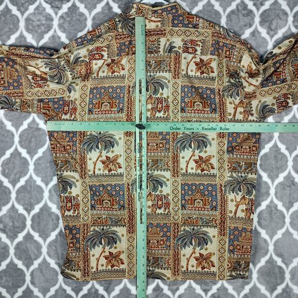 Tori Richard Hawaiian Shirt Men XL Elephant Palm Tree Safari Cotton Lawn - Picture 5 of 9